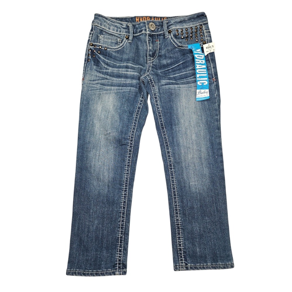 Hydraulic VTG Bailey Low Rise Cropped Jeans Studded Medium Wash Sz 3/4 NWT